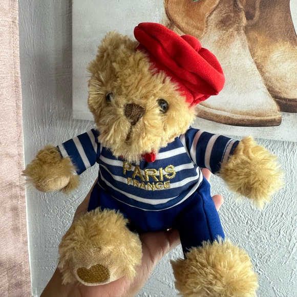Paris France plush bear seaman blue white striped shirt keel toys - Picture 3 of 4